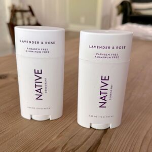 2 Native Deodorant’s Lavender & Rose scent NEW never used 2.65 OZ